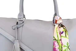 Women's Large PU Leather Weekender Duffel Bag With Satin Interior - Big 22" Carry-On Size - Light Grey -Luggage Factory Store 41rDrZhYYfL