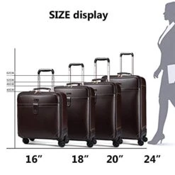 Retro Travel Suitcase Rolling Spinner Luggage Women Trolley Case 24inch Wheels Man 20inch Box PVC Vintage Cabin Travel Bag Trunk (Color : 24inch) -Luggage Factory Store 41sGDMG6OdL