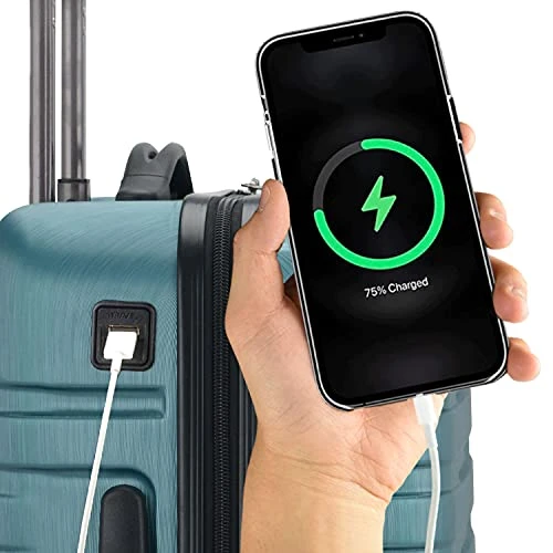 U.S. Traveler Boren Polycarbonate Hardside Rugged Travel Suitcase Luggage With 8 Spinner Wheels, Aluminum Handle, Teal, 2-Piece Set 7 U.S. Traveler Boren Polycarbonate Hardside Rugged Travel Suitcase Luggage With 8 Spinner Wheels, Aluminum Handle, Teal, 2-Piece Set - Image 5