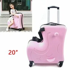 Fetcoi 20" Travel Luggage Rolling Suitcase Ride On Cartoon Luggage ABS+PU Unisex Case Pink -Luggage Factory Store 41wPSdgvO4S
