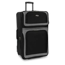 U.S. Traveler New Yorker Lightweight Softside Expandable Travel Rolling Luggage Set, Black/Grey, 4-Piece (15/21/25/29) 24 U.S. Traveler New Yorker Lightweight Softside Expandable Travel Rolling Luggage Set, Black/Grey, 4-Piece (15/21/25/29) -Luggage Factory Store 41wkC6PPIGL