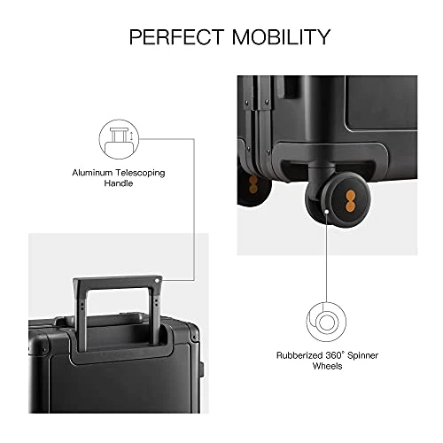 LEVEL8 Gibraltar Carry On Luggage, 20" Aluminum Frame Hardside Suitcase Zipperless Luggage With TSA Lock, 8 Spinner Wheels - Dark Grey 5 LEVEL8 Gibraltar Carry On Luggage, 20" Aluminum Frame Hardside Suitcase Zipperless Luggage With TSA Lock, 8 Spinner Wheels - Dark Grey - Image 3
