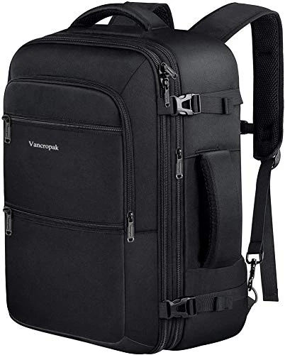 Travel Backpack, 40L Flight Approved Carry On Backpack For Men & Women, Vancropak Expandable Large Luggage Backpack Daypack Water Resistant Lightweight Business Weekender Bag, Black 3 Travel Backpack, 40L Flight Approved Carry On Backpack For Men & Women, Vancropak Expandable Large Luggage Backpack Daypack Water Resistant Lightweight Business Weekender Bag, Black