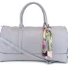 Women's Large PU Leather Weekender Duffel Bag With Satin Interior - Big 22" Carry-On Size - Light Grey -Luggage Factory Store 41zj 4MQXvL