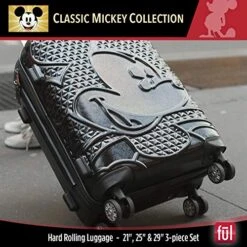 FUL Disney Mickey Mouse 3 Piece Rolling Luggage Set, Hardside Suitcase With Spinner Wheels, 21 Inch, 25 Inch And 29 Inch, Black 14 FUL Disney Mickey Mouse 3 Piece Rolling Luggage Set, Hardside Suitcase With Spinner Wheels, 21 Inch, 25 Inch And 29 Inch, Black -Luggage Factory Store 51 uM x3sIL