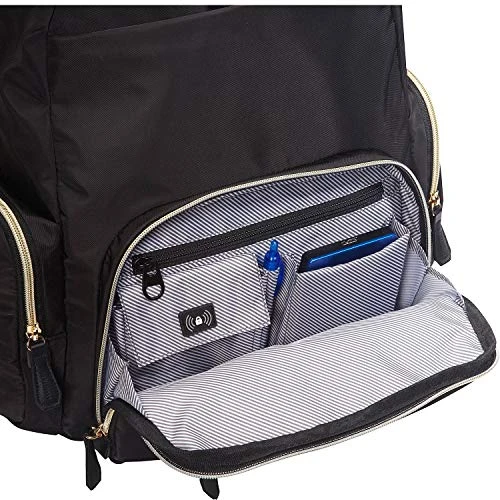Kenneth Cole Reaction Women's Sophie Backpack Silky Nylon 15" Laptop & Tablet RFID Bookbag For School, Work, & Travel, Black With 20" Carry-On, One Size 5 Kenneth Cole Reaction Women's Sophie Backpack Silky Nylon 15" Laptop & Tablet RFID Bookbag For School, Work, & Travel, Black With 20" Carry-On, One Size - Image 3