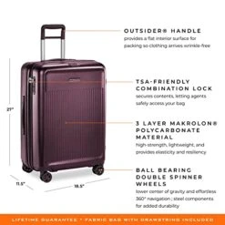 Briggs & Riley Sympatico Hardside Medium Spinner Luggage, Plum, 27-Inch Checked 39 Briggs & Riley Sympatico Hardside Medium Spinner Luggage, Plum, 27-Inch Checked -Luggage Factory Store 511H4PRAZ7L
