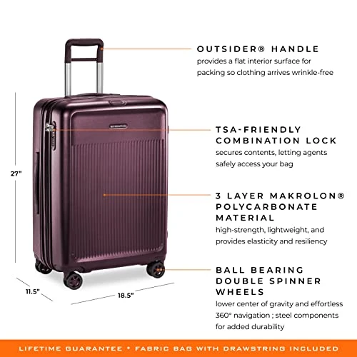 Briggs & Riley Sympatico Hardside Medium Spinner Luggage, Plum, 27-Inch Checked 21 Briggs & Riley Sympatico Hardside Medium Spinner Luggage, Plum, 27-Inch Checked - Image 19