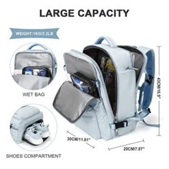 Large Travel Backpack Women, Carry On Backpack,Hiking Backpack Waterproof Outdoor Sports Rucksack Casual Daypack School Bag Fit 14 Inch Laptop With USB Charging Port Shoes Compartment -Luggage Factory Store 511tl9q4GKL