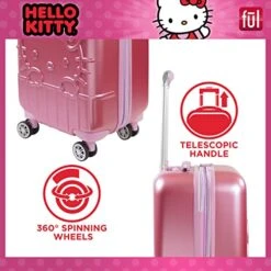 Ful Hello Kitty 21 Inch Rolling Luggage, Hardshell Carry On Suitcase With Wheels, Pink (HKFL0002AZ-650) -Luggage Factory Store 513hMQiu3JL