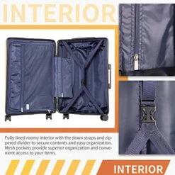 Coolife Luggage 3 Piece Sets PC+ABS Spinner Suitcase Carry On Fashion (Dark Green, One_Size) -Luggage Factory Store 514xWmC7lTL