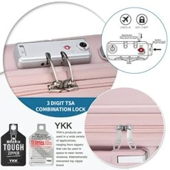 Somago 20IN Carry On Luggage And 14IN Mini Cosmetic Cases Travel Set Hardside Luggage With Spinner Wheels Lightweight Polypropylene Suitcase With TSA Lock (2-Piece Set (14/20), Nude Pink) -Luggage Factory Store 515Hqrlp9qL