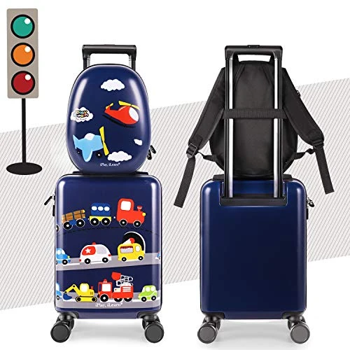 IPlay, ILearn Kids Carry On Luggage Set, 18" Hardside Rolling Suitcase W/ Spinner Wheels, Hard Shell Travel Luggage W/ Backpack For Boys Toddlers Children 8 IPlay, ILearn Kids Carry On Luggage Set, 18" Hardside Rolling Suitcase W/ Spinner Wheels, Hard Shell Travel Luggage W/ Backpack For Boys Toddlers Children - Image 6