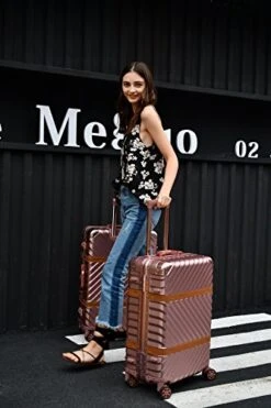 Sondre X Luggage Rolling Wheels Old Fashion Trunk Suitcase PC ABS Spinner Hardshell Carry On With TSA Lock 20" 24" 26" 29"(White) -Luggage Factory Store 517g0l31zJL