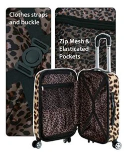 Rockland Safari Hardside Spinner Wheel Luggage, Leopard, Carry-On 20-Inch -Luggage Factory Store 518zpS5i8QL