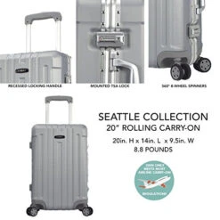 TPRC Seattel Hardside Rolling Carry-On Luggage, Silver, 20-Inch -Luggage Factory Store 519AV3cgfGL