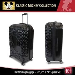 FUL Disney Mickey Mouse 3 Piece Rolling Luggage Set, Hardside Suitcase With Spinner Wheels, 21 Inch, 25 Inch And 29 Inch, Black 19 FUL Disney Mickey Mouse 3 Piece Rolling Luggage Set, Hardside Suitcase With Spinner Wheels, 21 Inch, 25 Inch And 29 Inch, Black -Luggage Factory Store 51Acw BAQ2L