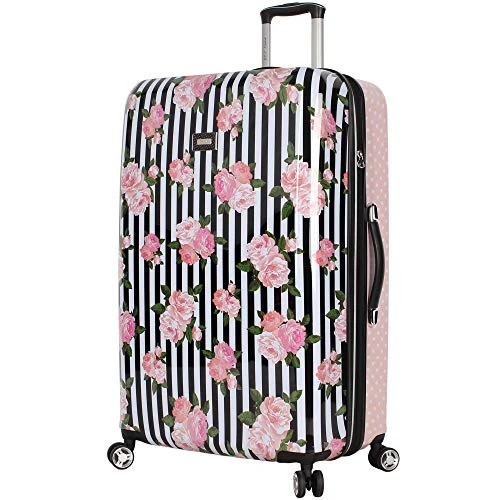 Betsey Johnson 4 Piece Designer Luggage - Expandable (ABS+PC) Hardside Lightweight Spinner Suitcases - Set Includes 15 Inch Underseat Bag, 20 Inch Carry On, 26 & 30 Inch Checked Bags (Stripe Roses) 11 Betsey Johnson 4 Piece Designer Luggage - Expandable (ABS+PC) Hardside Lightweight Spinner Suitcases - Set Includes 15 Inch Underseat Bag, 20 Inch Carry On, 26 & 30 Inch Checked Bags (Stripe Roses) - Image 9