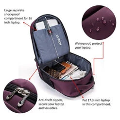 Racini Nylon Waterproof Rolling Backpack, Freewheel Travel Wheeled Backpack, Carry-on Luggage With Anti-Theft Zippers(Purple) -Luggage Factory Store 51DQ 8epSbL