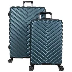 Kenneth Cole Reaction Women's Madison Square Hardside Chevron Expandable Luggage, Emerald, 2-Piece Set (20" & 28")