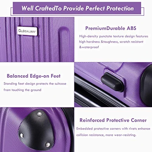 Goplus 20" ABS Carry On Luggage Expandable Hardside Travel Bag Trolley Rolling Suitcase GLOBALWAY (Purple) 7 Goplus 20" ABS Carry On Luggage Expandable Hardside Travel Bag Trolley Rolling Suitcase GLOBALWAY (Purple) - Image 5