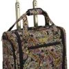 London Fog Cranford 15" Under The Seat Bag, Black Gold Plum Paisley