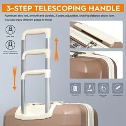 Joyway 20" Carry-On Suitcases & 14" Cosmetic Bag & 7" Small Bag, Lightweight Polypropylene Carrying Case With TSA Lock, Rigid Luggage With Swivel Wheels (Chocolate Color, 20in Carry-On) -Luggage Factory Store 51G7nNedyzL