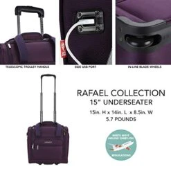 TPRC 15-Inch Under Seat Carry-On Bag, Purple, Underseater -Luggage Factory Store 51Khv62FBEL