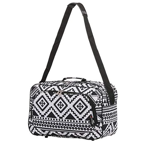 16 Inch Carry On Hand Luggage Flight Duffle Bag, 2nd Bag Or Underseat, 19L (Black Aztec) 3 16 Inch Carry On Hand Luggage Flight Duffle Bag, 2nd Bag Or Underseat, 19L (Black Aztec)