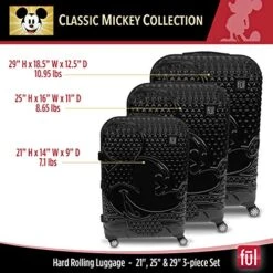 FUL Disney Mickey Mouse 3 Piece Rolling Luggage Set, Hardside Suitcase With Spinner Wheels, 21 Inch, 25 Inch And 29 Inch, Black 17 FUL Disney Mickey Mouse 3 Piece Rolling Luggage Set, Hardside Suitcase With Spinner Wheels, 21 Inch, 25 Inch And 29 Inch, Black -Luggage Factory Store 51MNaMaMaCL