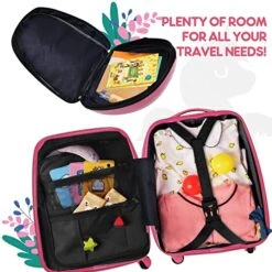 Emissary Kids Luggage With Wheels For Girls - 18” Unicorn Kids Suitcase With 14” Backpack - Kids Suitcases For Girls - Hard-Sided Rolling Kids Suitcase - Kids Carry On Luggage With Wheels -Luggage Factory Store 51MgD6ttZ L