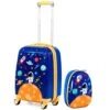 Goplus Kids Luggage Set, 12" & 18" Kids Carry On Luggage Set, Multi-directional Wheels Suitcase, Large Capacity Rolling Trolley Suitcase, Gift For Boys And Girls Toddlers Children Travel (Universe) -Luggage Factory Store 51NCmJIA54L