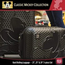 FUL Disney Mickey Mouse 3 Piece Rolling Luggage Set, Hardside Suitcase With Spinner Wheels, 21 Inch, 25 Inch And 29 Inch, Black 13 FUL Disney Mickey Mouse 3 Piece Rolling Luggage Set, Hardside Suitcase With Spinner Wheels, 21 Inch, 25 Inch And 29 Inch, Black -Luggage Factory Store 51NFmMkKf3L