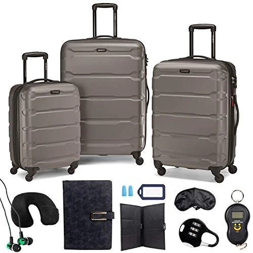 Samsonite Omni Hardside Nested Luggage Spinner Set, Silver W/ 10pc Accessory Kit 3 Samsonite Omni Hardside Nested Luggage Spinner Set, Silver W/ 10pc Accessory Kit