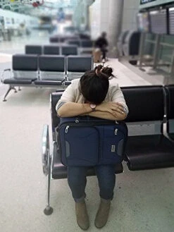 Boardinglbue Rolling Personal Item Under Seat Luggage 18" For American Frontier Spirit Southwest Airlines + Cover (Navy) -Luggage Factory Store 51PIcEMjjlL