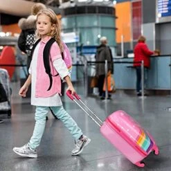 Emissary Kids Luggage With Wheels For Girls - 18” Unicorn Kids Suitcase With 14” Backpack - Kids Suitcases For Girls - Hard-Sided Rolling Kids Suitcase - Kids Carry On Luggage With Wheels -Luggage Factory Store 51Qlue3DuBL