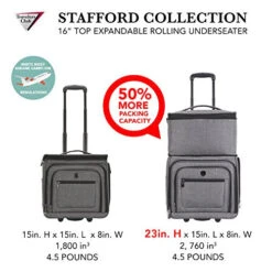 Travelers Club Luggage 16" Top Expandable Rolling Underseater W/USB Port, Dark Gray Suitcase, 25 Travelers Club Luggage 16" Top Expandable Rolling Underseater W/USB Port, Dark Gray Suitcase, -Luggage Factory Store 51Qnw2iu0gL