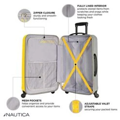 Nautica Hardside Carry On Luggage - 20 Inch Spinner Wheels Suitcase Lightweight Rolling Travel Bag For Under Seat, Yellow/Silver 16 Nautica Hardside Carry On Luggage - 20 Inch Spinner Wheels Suitcase Lightweight Rolling Travel Bag For Under Seat, Yellow/Silver -Luggage Factory Store 51RqYLeGYrL