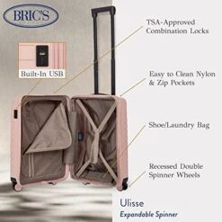 Bric's B|Y Ulisse Spinner Suitcase - 21 Inch Carry-On Luggage - Hard Exterior And TSA-Approved Lock - Pearl Pink -Luggage Factory Store 51S6ZPzCuVL