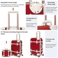 NZBZ Vintage Luggage Sets Of 4 Pieces, Carry On Cute Suitcase With Rolling Spinner Wheels TSA Lock Luggage 14"+20"+24"+28" (Cherry Red) -Luggage Factory Store 51WfbZuXWES 94bea6e2 2ea6 4f08 9ea8 783a09d2d443