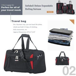 Flieks 5 Piece Luggage Set Deluxe Expandable Rolling Suitcase (black&red) -Luggage Factory Store 51X3 Ijg4PL