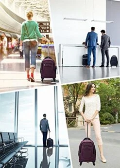 Racini Nylon Waterproof Rolling Backpack, Freewheel Travel Wheeled Backpack, Carry-on Luggage With Anti-Theft Zippers(Purple) -Luggage Factory Store 51XH1J4HxML