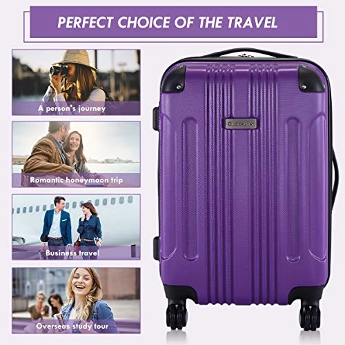 Goplus 20" ABS Carry On Luggage Expandable Hardside Travel Bag Trolley Rolling Suitcase GLOBALWAY (Purple) 4 Goplus 20" ABS Carry On Luggage Expandable Hardside Travel Bag Trolley Rolling Suitcase GLOBALWAY (Purple) - Image 2