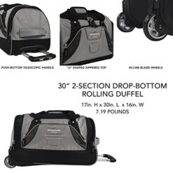 TPRC 30" Durable Rip-Stop Nylon Rolling Luggage Duffel Bag, 30 Inch, Gray 10 TPRC 30" Durable Rip-Stop Nylon Rolling Luggage Duffel Bag, 30 Inch, Gray -Luggage Factory Store 51 2BGFjAHiGL