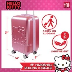 Ful Hello Kitty 21 Inch Rolling Luggage, Hardshell Carry On Suitcase With Wheels, Pink (HKFL0002AZ-650) -Luggage Factory Store 51 3L5b08BL