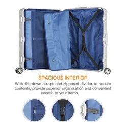 Bamboo Wolf 20-inch Aluminum-Magnesium Alloy Carry-on Hardside Suitcase Hard Shell Luggage, Built-In TSA Lock, Zipperless Fashion With Spinner Wheels For Travel / Business, Silver -Luggage Factory Store 51a9j6yruaL eb5ef785 bd00 4189 82fd 46e885aa57a2