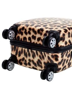 Rockland Safari Hardside Spinner Wheel Luggage, Leopard, Carry-On 20-Inch -Luggage Factory Store 51bMZutL37L