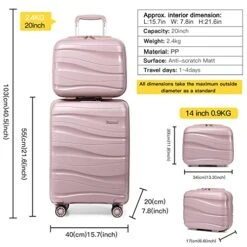 Melalenia Luggage Carry On Suitcase, PP Material Suitcase With Spinner Wheels,TSA Luggage Locks 22x14x9 Airline Approved (Nude Pink) 12 Melalenia Luggage Carry On Suitcase, PP Material Suitcase With Spinner Wheels,TSA Luggage Locks 22x14x9 Airline Approved (Nude Pink) -Luggage Factory Store 51bXJq7pQLL