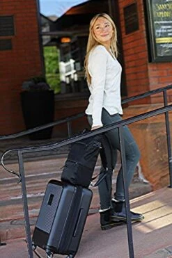 Sherpani Meridian, 22 Inch Travel Hardside Luggage, Durable Hardshell Luggage, Expandable Suitcases With Wheels, Rolling Luggage Carry On, Lightweight Carry On Luggage With Spinner Wheels (Black) -Luggage Factory Store 51baYgZZf L