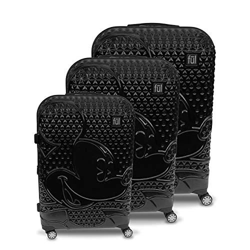 FUL Disney Mickey Mouse 3 Piece Rolling Luggage Set, Hardside Suitcase With Spinner Wheels, 21 Inch, 25 Inch And 29 Inch, Black 3 FUL Disney Mickey Mouse 3 Piece Rolling Luggage Set, Hardside Suitcase With Spinner Wheels, 21 Inch, 25 Inch And 29 Inch, Black